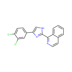 Clc1ccc(-c2c[nH]c(-c3nccc4ccccc34)n2)cc1Cl ZINC000013553761