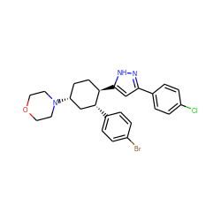 Clc1ccc(-c2cc([C@@H]3CC[C@@H](N4CCOCC4)C[C@H]3c3ccc(Br)cc3)[nH]n2)cc1 ZINC000169306836