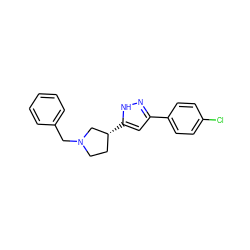 Clc1ccc(-c2cc([C@@H]3CCN(Cc4ccccc4)C3)[nH]n2)cc1 ZINC000013763854