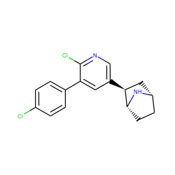 Clc1ccc(-c2cc([C@H]3C[C@@H]4CC[C@H]3N4)cnc2Cl)cc1 ZINC000049784564