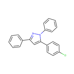 Clc1ccc(-c2cc(-c3ccccc3)nn2-c2ccccc2)cc1 ZINC000001719994