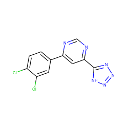 Clc1ccc(-c2cc(-c3nnn[nH]3)ncn2)cc1Cl ZINC000072315914