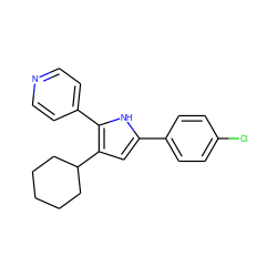 Clc1ccc(-c2cc(C3CCCCC3)c(-c3ccncc3)[nH]2)cc1 ZINC000027728985