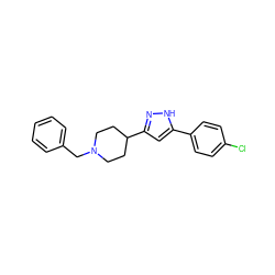 Clc1ccc(-c2cc(C3CCN(Cc4ccccc4)CC3)n[nH]2)cc1 ZINC000000837042