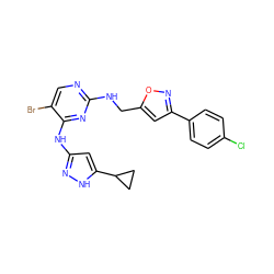 Clc1ccc(-c2cc(CNc3ncc(Br)c(Nc4cc(C5CC5)[nH]n4)n3)on2)cc1 ZINC000203008725