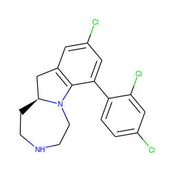 Clc1ccc(-c2cc(Cl)cc3c2N2CCNCC[C@H]2C3)c(Cl)c1 ZINC000013535520