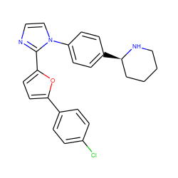 Clc1ccc(-c2ccc(-c3nccn3-c3ccc([C@@H]4CCCCN4)cc3)o2)cc1 ZINC000299823898