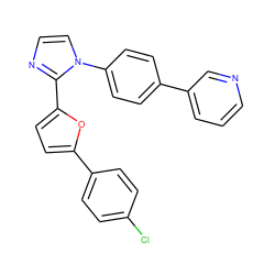 Clc1ccc(-c2ccc(-c3nccn3-c3ccc(-c4cccnc4)cc3)o2)cc1 ZINC000299833910