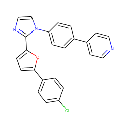 Clc1ccc(-c2ccc(-c3nccn3-c3ccc(-c4ccncc4)cc3)o2)cc1 ZINC000299823867