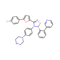 Clc1ccc(-c2ccc(C3=NO[C@H](c4ccccc4-c4cccnc4)N3c3ccc(N4CCNCC4)cc3)o2)cc1 ZINC000084711156