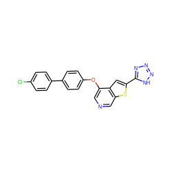 Clc1ccc(-c2ccc(Oc3cncc4sc(-c5nnn[nH]5)cc34)cc2)cc1 ZINC000040975461