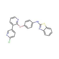 Clc1ccc(-c2cccnc2Oc2ccc(Nc3nc4ccccc4s3)cc2)cn1 ZINC000143932203