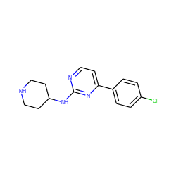 Clc1ccc(-c2ccnc(NC3CCNCC3)n2)cc1 ZINC000071329369