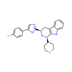 Clc1ccc(-c2cnc([C@H]3Cc4c([nH]c5ccccc45)[C@@H](C4CCOCC4)N3)[nH]2)cc1 ZINC000653725057