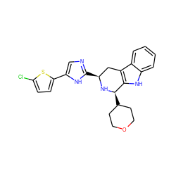 Clc1ccc(-c2cnc([C@H]3Cc4c([nH]c5ccccc45)[C@@H](C4CCOCC4)N3)[nH]2)s1 ZINC000653730901