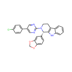 Clc1ccc(-c2cnc(N3CCc4c([nH]c5ccccc45)[C@@H]3c3ccc4c(c3)OCO4)nc2)cc1 ZINC000013487976