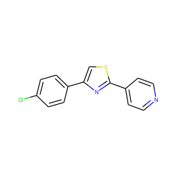 Clc1ccc(-c2csc(-c3ccncc3)n2)cc1 ZINC000004323645