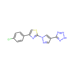 Clc1ccc(-c2csc(-n3cc(-c4nn[nH]n4)cn3)n2)cc1 ZINC000473136353