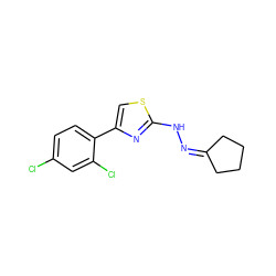 Clc1ccc(-c2csc(NN=C3CCCC3)n2)c(Cl)c1 ZINC000015224796