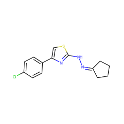 Clc1ccc(-c2csc(NN=C3CCCC3)n2)cc1 ZINC000028951701