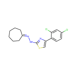 Clc1ccc(-c2csc(NN=C3CCCCCC3)n2)c(Cl)c1 ZINC000059193775