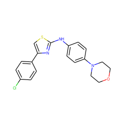 Clc1ccc(-c2csc(Nc3ccc(N4CCOCC4)cc3)n2)cc1 ZINC000299835532