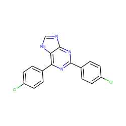 Clc1ccc(-c2nc(-c3ccc(Cl)cc3)c3[nH]cnc3n2)cc1 ZINC000013686507