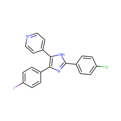 Clc1ccc(-c2nc(-c3ccc(I)cc3)c(-c3ccncc3)[nH]2)cc1 ZINC000026567449