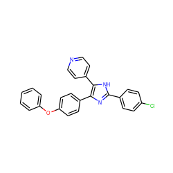 Clc1ccc(-c2nc(-c3ccc(Oc4ccccc4)cc3)c(-c3ccncc3)[nH]2)cc1 ZINC000026572295