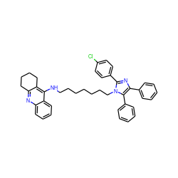 Clc1ccc(-c2nc(-c3ccccc3)c(-c3ccccc3)n2CCCCCCCNc2c3c(nc4ccccc24)CCCC3)cc1 ZINC000095587710