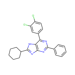 Clc1ccc(-c2nc(-c3ccccc3)nc3nc(C4CCCCC4)[nH]c23)cc1Cl ZINC000013686559