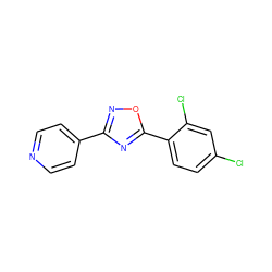 Clc1ccc(-c2nc(-c3ccncc3)no2)c(Cl)c1 ZINC000000085370