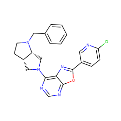 Clc1ccc(-c2nc3c(N4C[C@@H]5CCN(Cc6ccccc6)[C@@H]5C4)ncnc3o2)cn1 ZINC000028113184