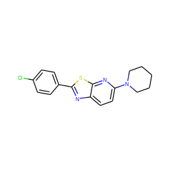 Clc1ccc(-c2nc3ccc(N4CCCCC4)nc3s2)cc1 ZINC000096911339