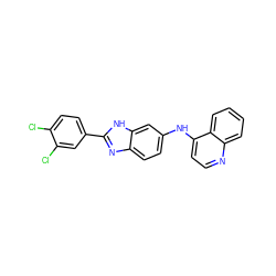 Clc1ccc(-c2nc3ccc(Nc4ccnc5ccccc45)cc3[nH]2)cc1Cl ZINC000299823931