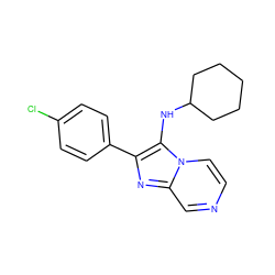 Clc1ccc(-c2nc3cnccn3c2NC2CCCCC2)cc1 ZINC000000815427