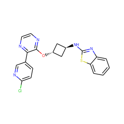 Clc1ccc(-c2nccnc2O[C@H]2C[C@H](Nc3nc4ccccc4s3)C2)cn1 ZINC000145906056