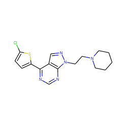 Clc1ccc(-c2ncnc3c2cnn3CCN2CCCCC2)s1 ZINC000207175090