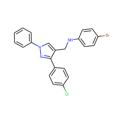 Clc1ccc(-c2nn(-c3ccccc3)cc2CNc2ccc(Br)cc2)cc1 ZINC000084671847