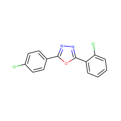 Clc1ccc(-c2nnc(-c3ccccc3Cl)o2)cc1 ZINC000000212037