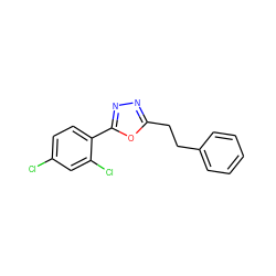 Clc1ccc(-c2nnc(CCc3ccccc3)o2)c(Cl)c1 ZINC000000359179