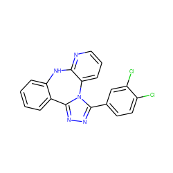 Clc1ccc(-c2nnc3n2-c2cccnc2Nc2ccccc2-3)cc1Cl ZINC000096173944