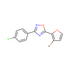 Clc1ccc(-c2noc(-c3occc3Br)n2)cc1 ZINC000013671434