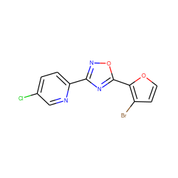 Clc1ccc(-c2noc(-c3occc3Br)n2)nc1 ZINC000013671442