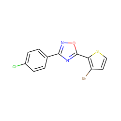 Clc1ccc(-c2noc(-c3sccc3Br)n2)cc1 ZINC000013671428