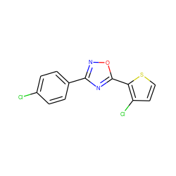 Clc1ccc(-c2noc(-c3sccc3Cl)n2)cc1 ZINC000000082072