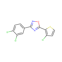 Clc1ccc(-c2noc(-c3sccc3Cl)n2)cc1Cl ZINC000013671416