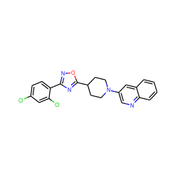 Clc1ccc(-c2noc(C3CCN(c4cnc5ccccc5c4)CC3)n2)c(Cl)c1 ZINC000040877704