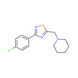 Clc1ccc(-c2noc(CN3CCCCC3)n2)cc1 ZINC000001872267