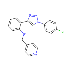 Clc1ccc(-n2cc(-c3ccccc3NCc3ccncc3)nn2)cc1 ZINC000045505727